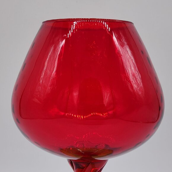 VTG Hand-Blown Amberina Glass Vase Brandy Snifter Cadmium UV Glow 10.75" - Picture 4 of 11